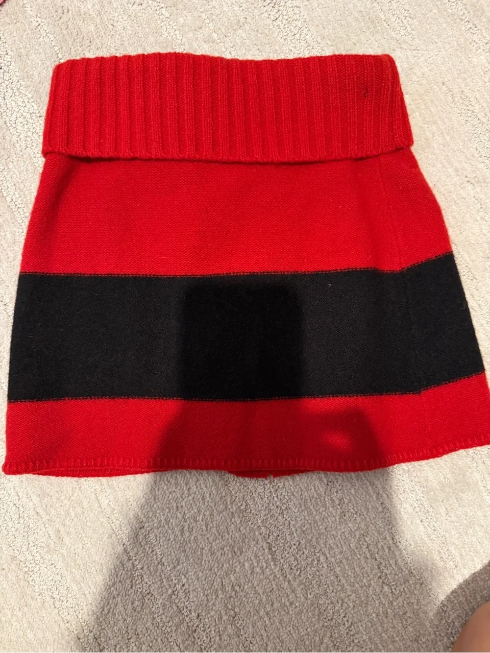 Ralph Lauren Red and Black Striped Knit Skirt with Toggle